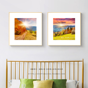 客厅装饰画卧室床头挂画奶油原森风秋天风景暖色系餐厅墙面壁挂画