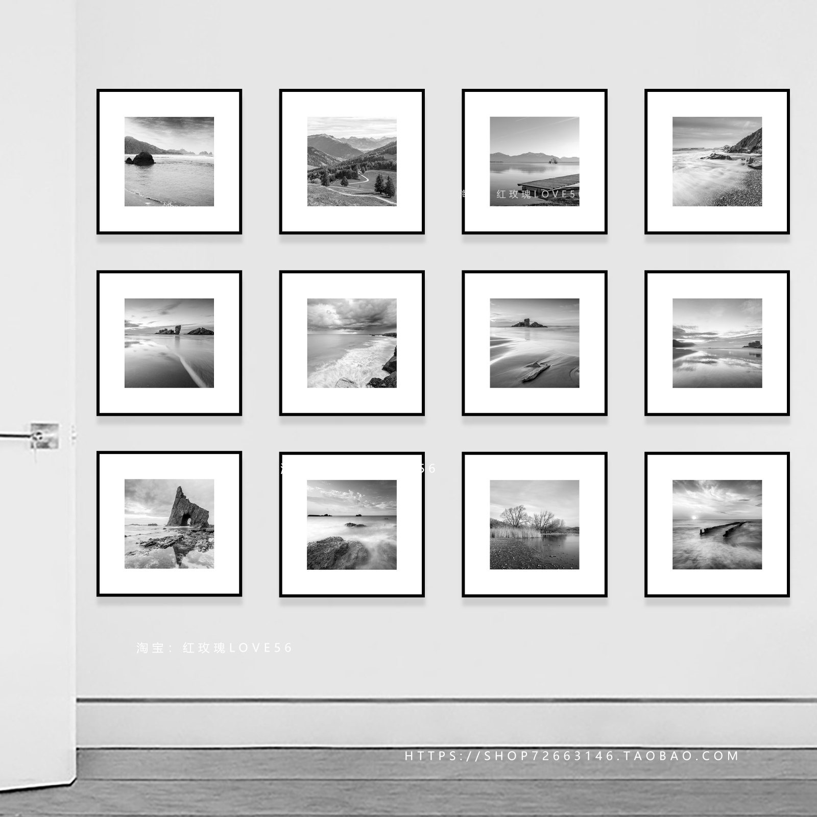 玄关过道背景墙装饰画黑白风格现代简约办公室客厅挂画极简风景画