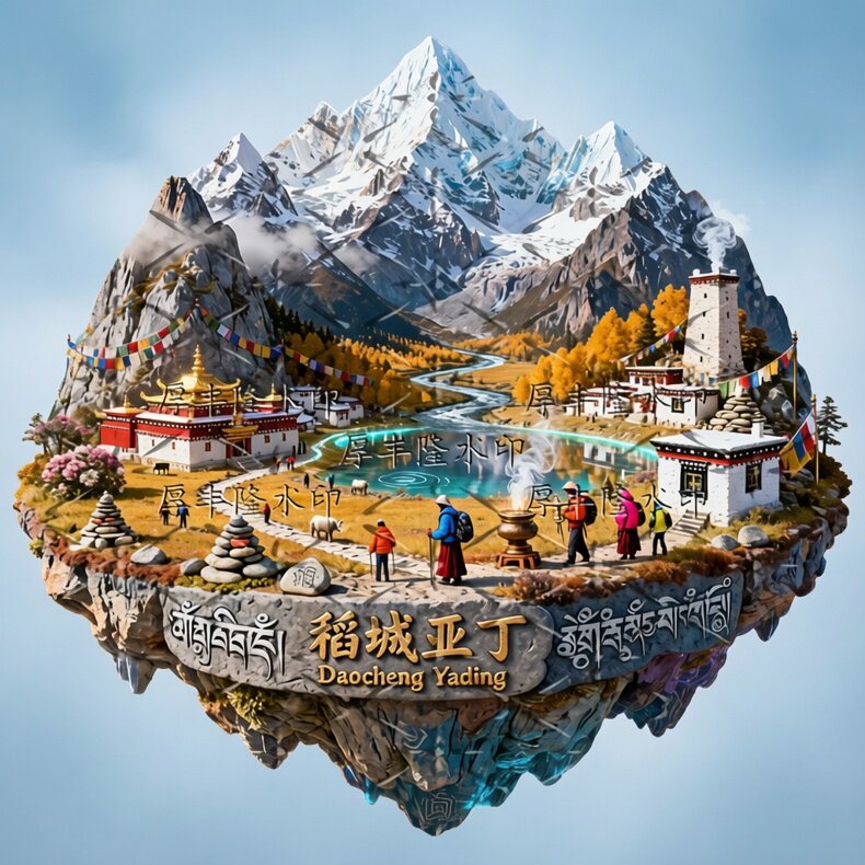 稻城亚丁金属浮雕冰箱贴旅游景点收藏高级创意文创纪念品伴手礼物