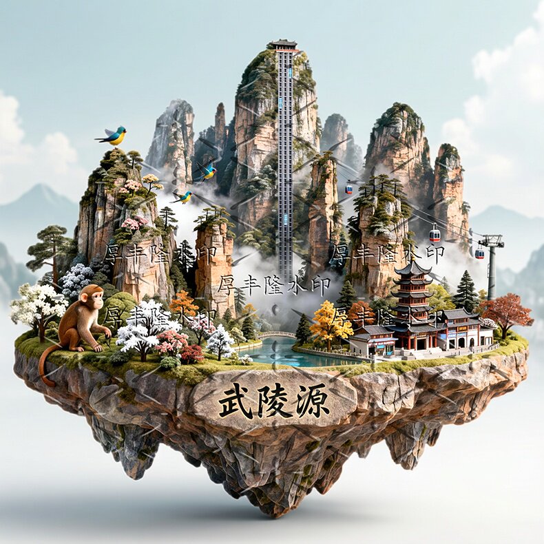 张家界武陵源金属浮雕文创冰箱贴