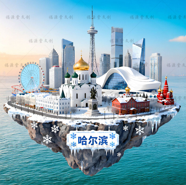 哈尔滨冰雪大世界金属浮雕冰箱贴
