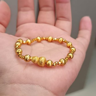 拉丝葫芦猫眼碎金手串女仿真黄金转运珠手链小众轻奢高级感沙金