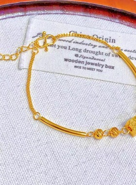 沙金饰品碎冰冰方糖手链女士仿真黄金小众轻奢高级感手环久不掉色