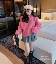 黑色高腰a字短裙jk百褶裙女春秋2025新款小个子毛呢半身裙子套装