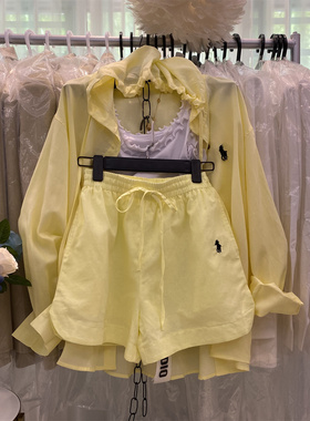 特价东大门夏季新款韩版松紧腰抽绳白色百搭休闲短裤阔腿裤套装女