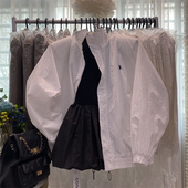 外套女宽松中长款 2026春夏新款 刺绣立领冲锋衣薄款 时尚 防晒服 韩版