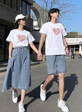 牛仔布2022夏季半身裙牛仔裤爱心