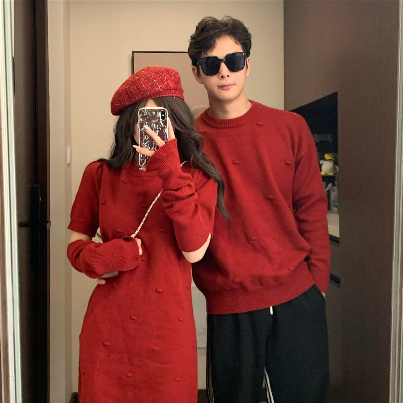 甜美风a字裙字母红色过年本命年