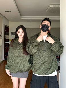 山系工装美式复古雨滴情侣装迷彩连帽夹克套头防水冲锋衣宽松外套