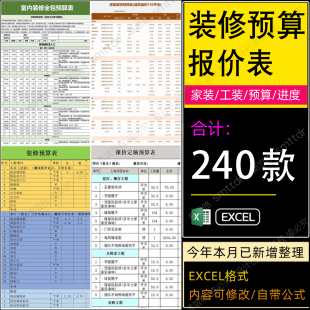 2026新款装修预算报价表室内全包家装工装公司材料价格表清单模板