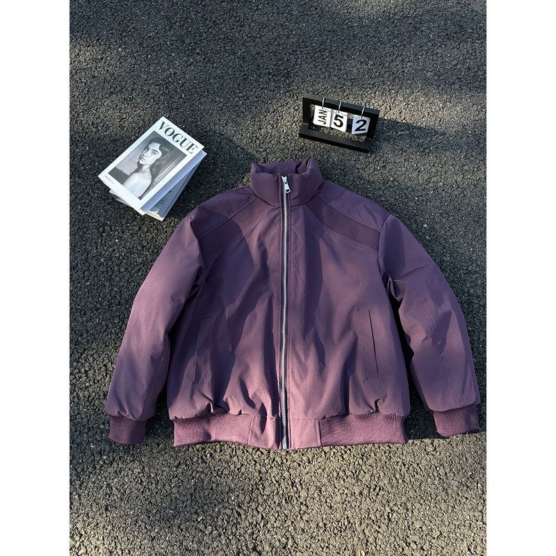 美式cleanfit斜切短款飞行棉服男冬季保暖bomber廓形情侣棉衣外套