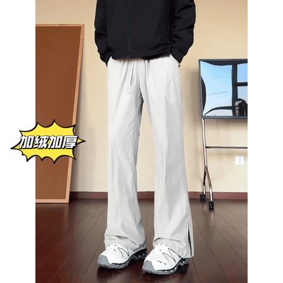 美式微喇裤子男款秋季斜切速干冲锋裤软壳防水风直筒显腿长休闲裤