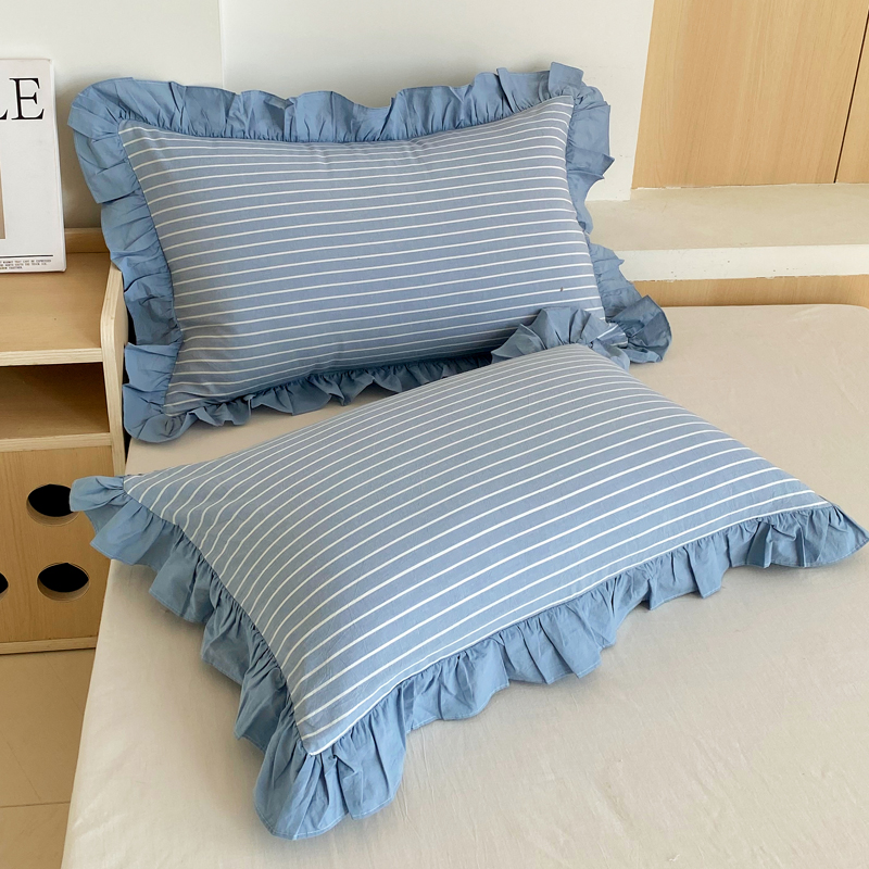 A类全棉枕套一只装家用成人纯棉枕头套单人花边枕芯内胆套48x74cm