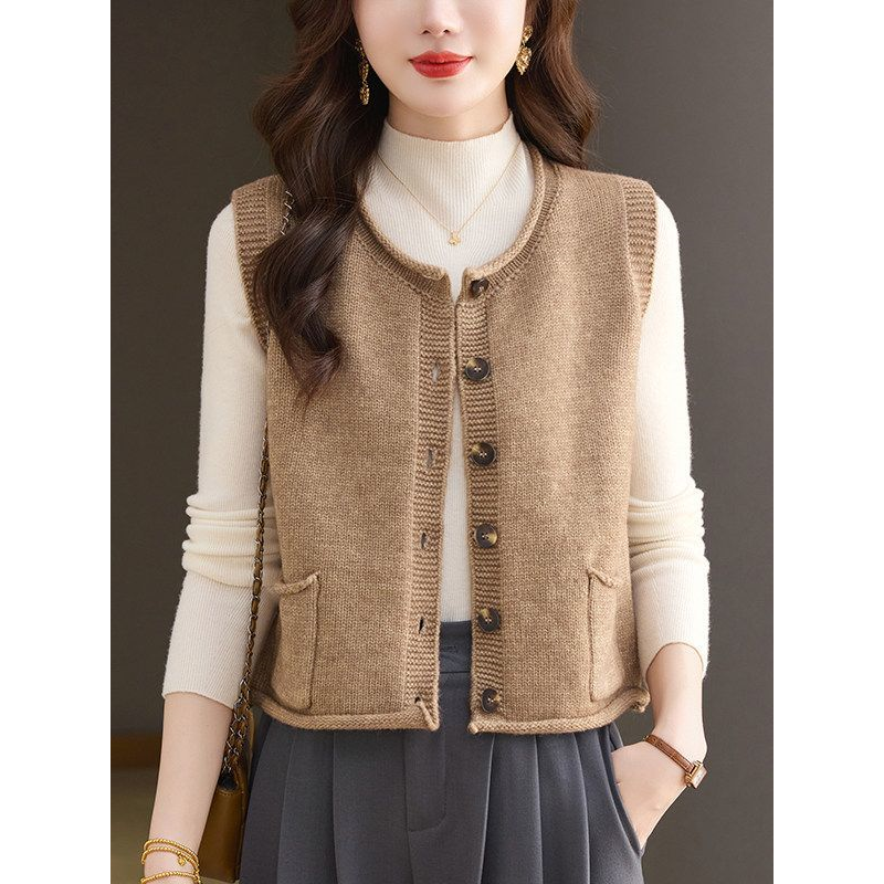 新款圆领无袖针织衫毛衣马甲背心外套女开衫超短款高腰小个子上衣,女装/女士精品,毛针织衫,淘宝优惠券,粉丝福利购,淘宝优惠卷