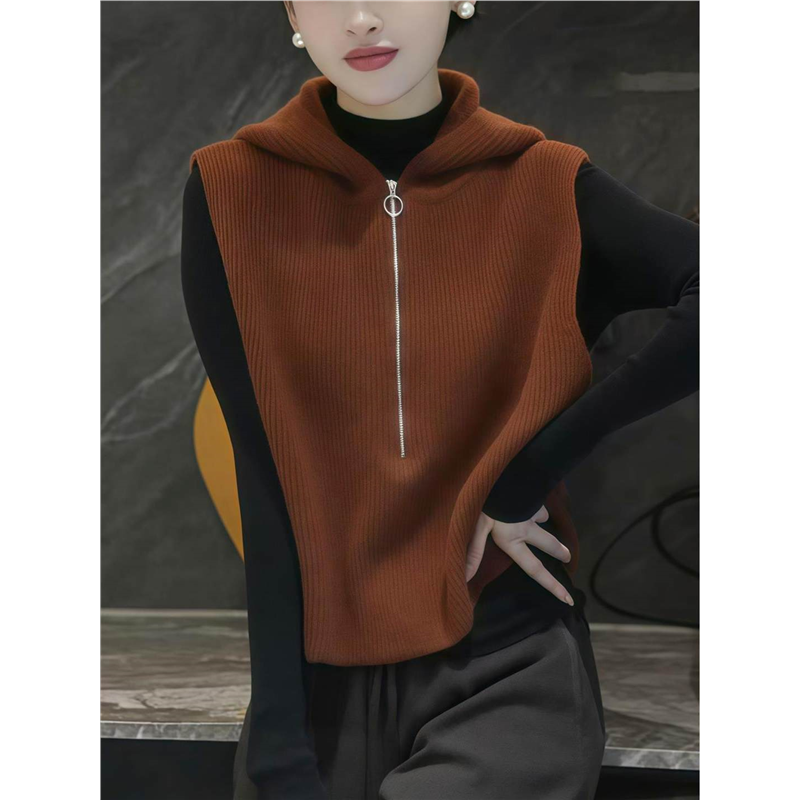 叠穿马甲针织毛衣新款女装连帽无袖背心坎肩上衣春秋冬内搭打底衫,女装/女士精品,毛针织衫,淘宝优惠券,粉丝福利购,淘宝优惠卷