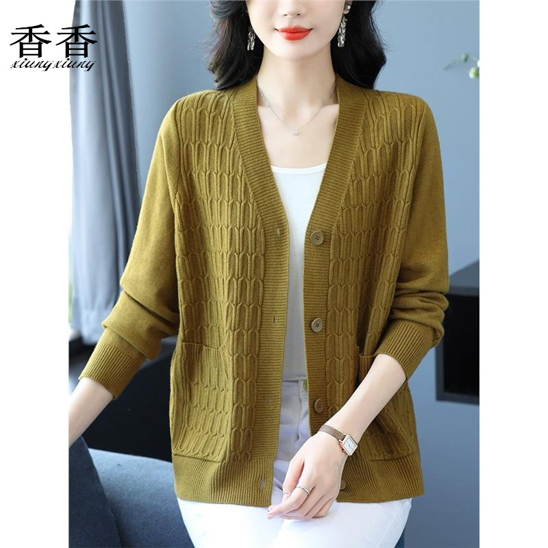 新款春秋针织开衫宽松中老