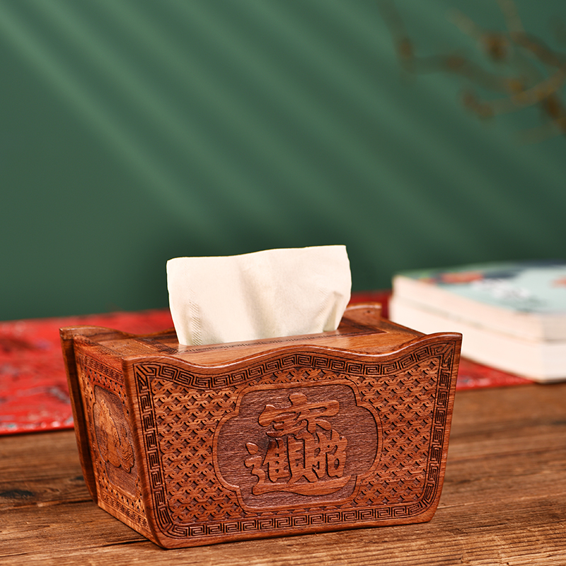 红木纸巾盒缅甸花梨木实木餐纸盒