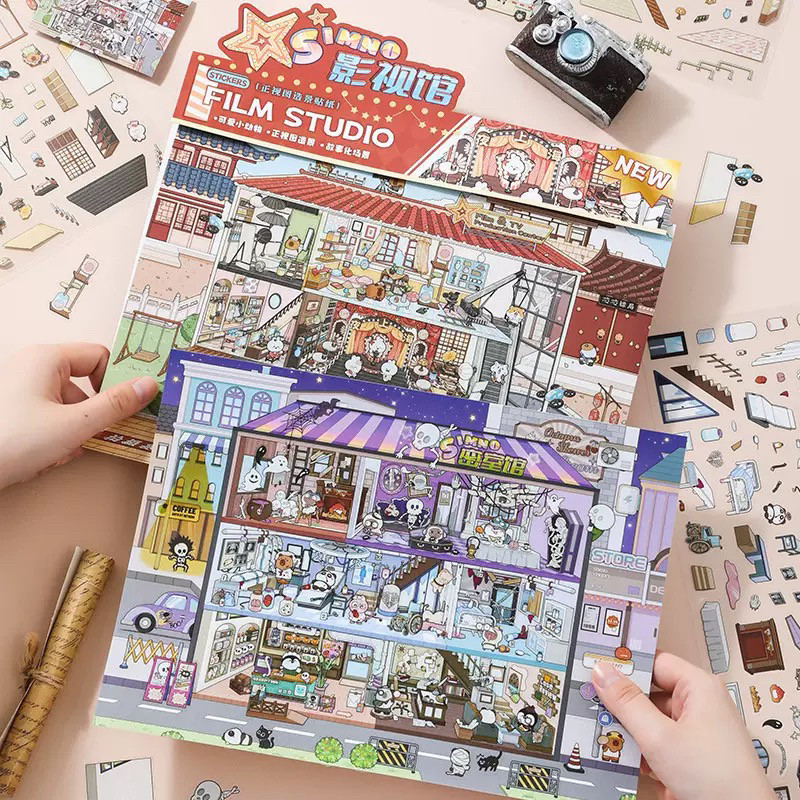 超大版芯陌正视图3D造景贴纸微缩场景密室剧组创意贴纸解压diy贴