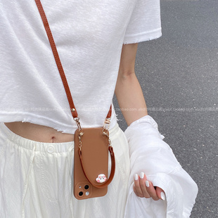 创意棕色壳上一只小dog适用小米17promax手机壳17pro背带斜挎红米k80挂绳k70e全包note1514pro软硅胶civi5pro