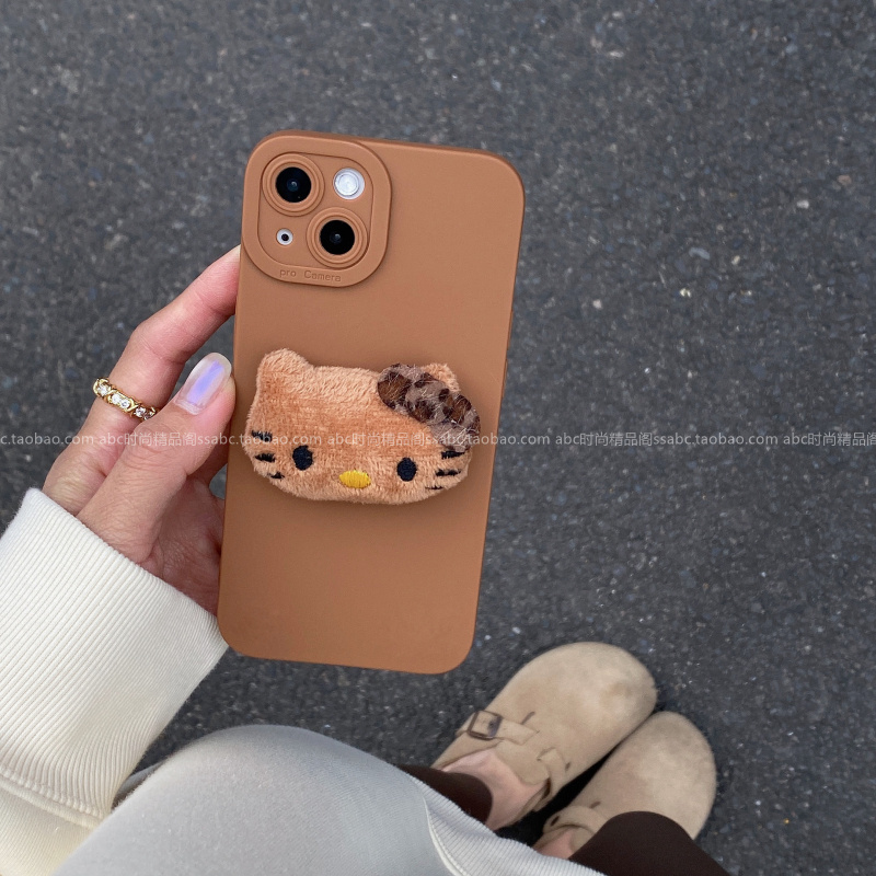 秋冬款毛绒kt猫公仔手拎绳适用vivox300手机壳x300pro轻奢s3020斜挎挂绳x200s全包边iqooz9可爱s18女款x9080