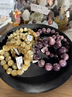 黄金锂云母手串紫锂云母手串金龙云母