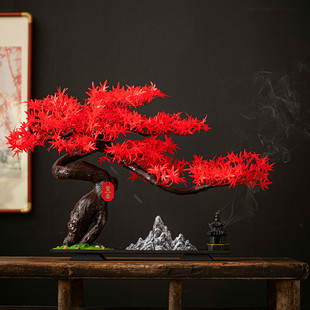 新中式仿真松树盆景迎客松摆件入户玄关桌客厅柜子办公室软装饰品