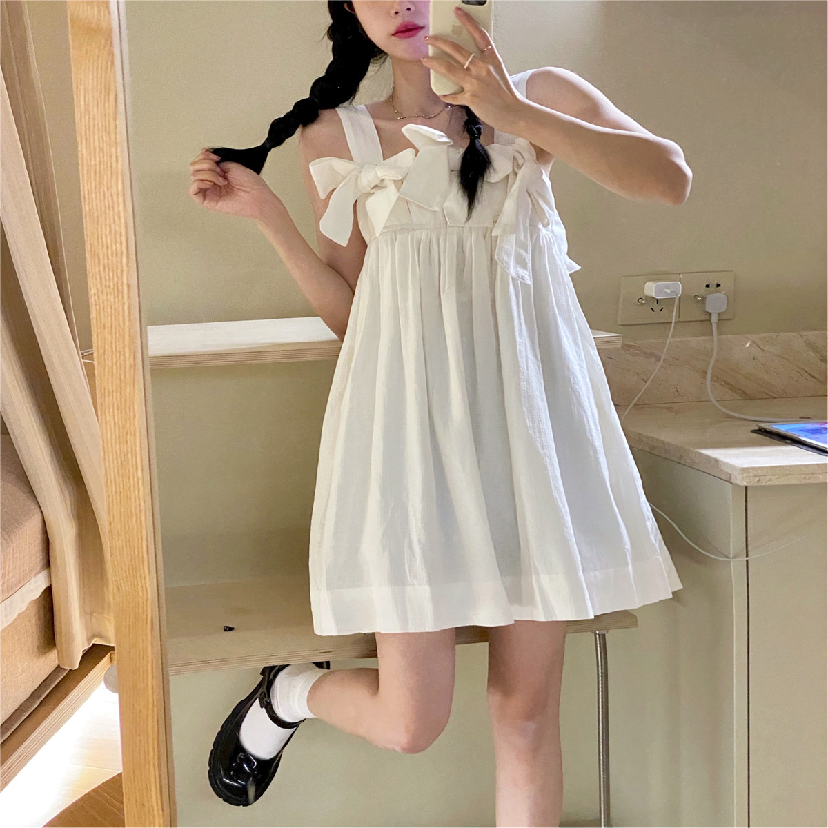 Real price Korean sweet girl bra big bow cute elf Princess Dress Vest Baby Dress