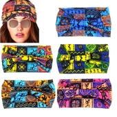 直销亚马逊热销新款 花色弹力宽边打结发带彩虹色运动瑜伽吸汗