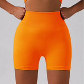 欧美无缝蜜桃提臀收腹高腰纯色瑜伽裤 运动跑步健身三分短裤