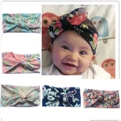 弹力棉布朵宝宝发带 欧美 亚马逊热销印花少儿兔耳朵发带 秋冬款