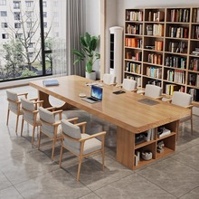 北欧实木会议桌简约现代家用去客厅化大长书桌办公桌阅览洽谈桌椅