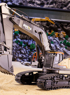 专业模玩22通道超大号绿色合金遥控挖掘机玩具车男孩儿童挖土挖机