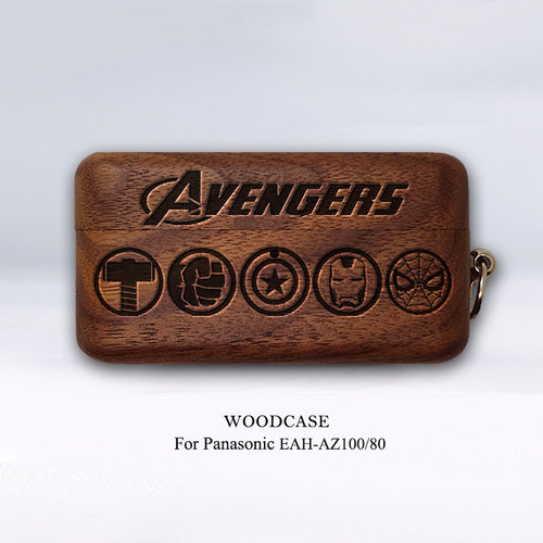 新款适用松下EAH-AZ100可爱女生蓝牙耳机木质保护壳木质耳机壳Technics抗压硬壳盒卡通动漫定制图案AZ80