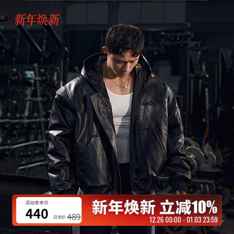 痞帅美式夹棉加厚皮衣外套夹克男