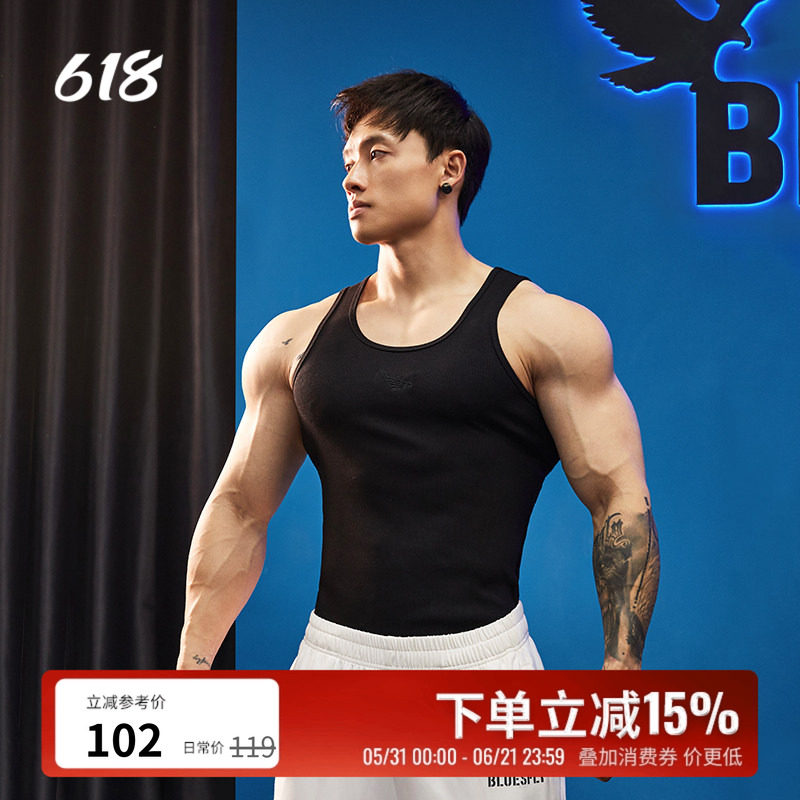 BLUESFLY美式简约风运动工字背心男士健身休闲紧身显肌棉质上衣潮