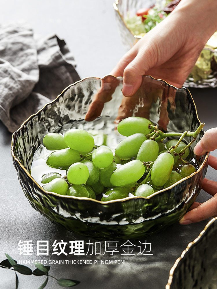 Fruit plate Nordic fruit plate Household creative modern living room coffee table Crystal glass salad plate basin Net red ins