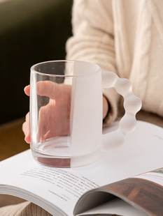 玻璃杯家用马克杯牛奶咖啡杯带把手大容量喝水杯女生高颜值设计感