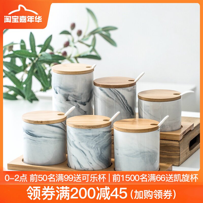 Northern Europe Marble ceramics Bamboo Cruet Condiment bottles Seasoning box Kitchen Cylinder height Three-piece Suitein the Kitchen/Cooking utensils , Kitchen Gadgets/Kitchen storage , Storage jars/Kitchen storage containers , Seasoning bottles  category - from Buy2taobao.com to provide professional Taobao agent buy service