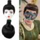 古装 假发花白色精品发冠发套高温丝发量多透气头套 男自然黑色新款