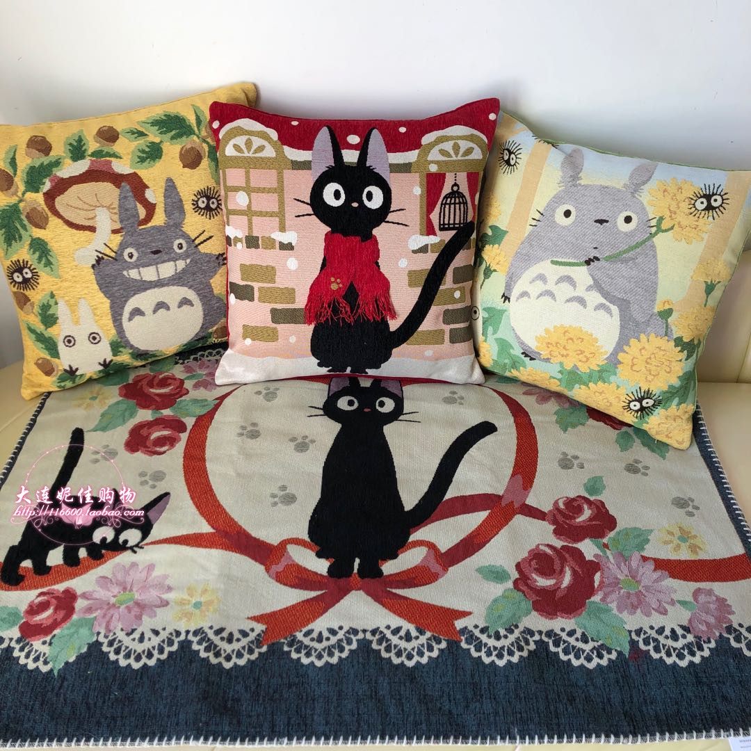 出口日本卡通可爱猫咪黑猫沙发靠枕方形抱枕靠垫无芯45*45CM,模玩/动漫/周边/娃圈三坑/桌游,动漫毛绒/抱枕/坐垫,淘宝优惠券,粉丝福利购,淘宝优惠卷
