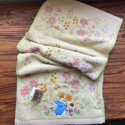 专柜品日单卡通阿猫刺绣全棉毛巾洗脸巾面巾柔软吸水34*78cm