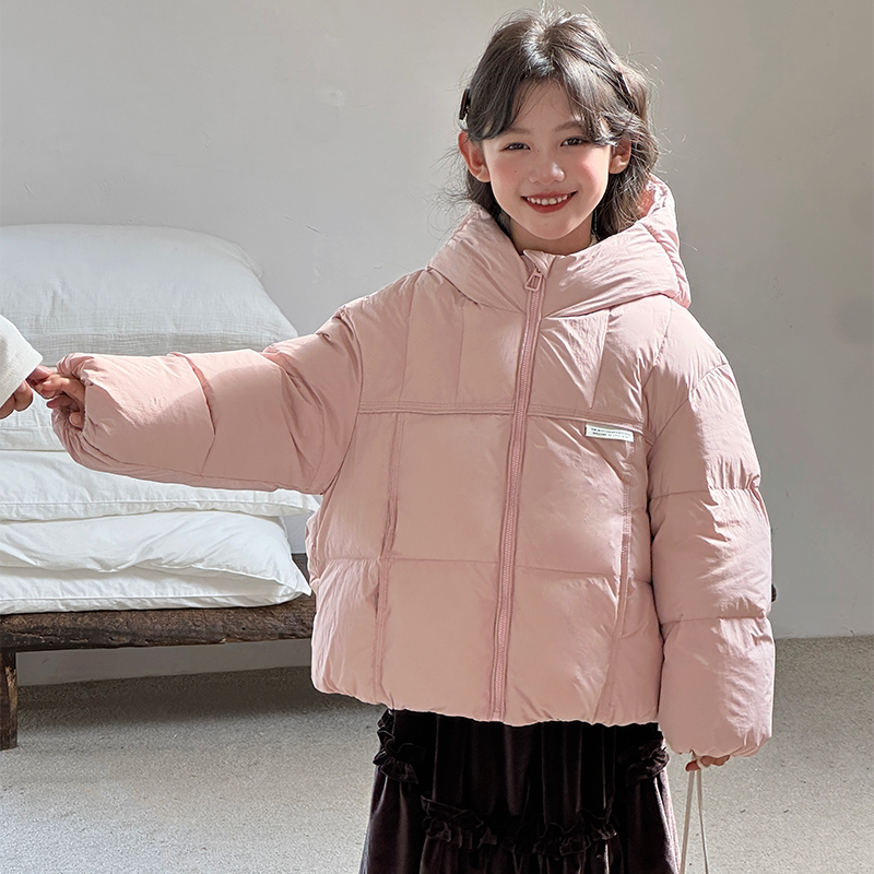 韩国童装儿童羽绒服面包服女童宝宝中大童短款加厚白鸭绒冬装外套