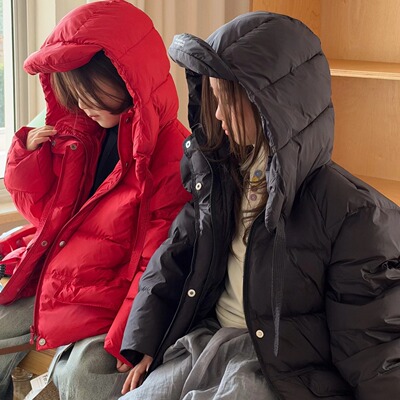 男女童短款加厚90白鸭绒羽绒服