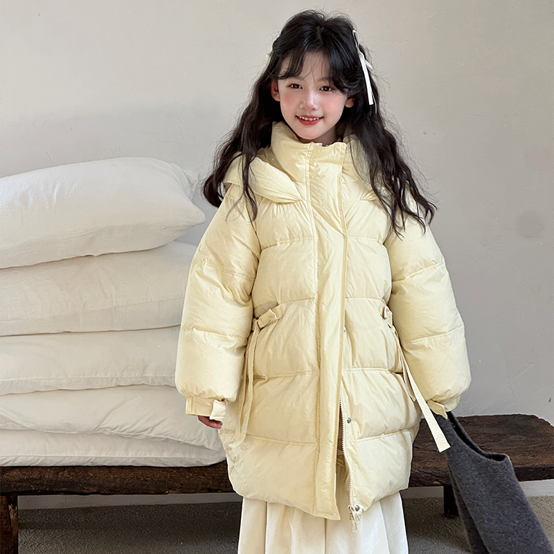 韩版童装中长款儿童羽绒服冬季新款女童中大童加厚保暖白鸭绒外套
