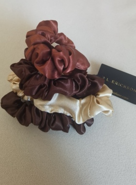 L. Erickson美国代购女布艺马尾手工弹力发圈发绳头绳缎面4根套装