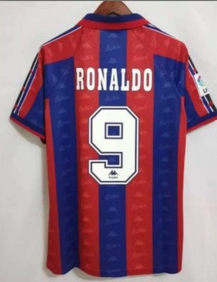 96 97 Retro Home Barcelona GUARDIOLA RONALDO Soccer Jerseys