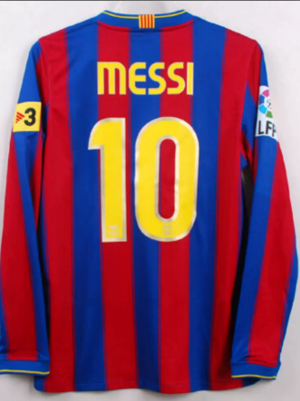 09 10 Barcelona  Long Sleeve A.INIESTA MESSI Vintage Jersey