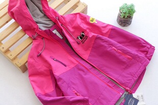 特价儿童韩版加绒防风外套拼色男女童冲锋衣内里摇粒绒保暖外套