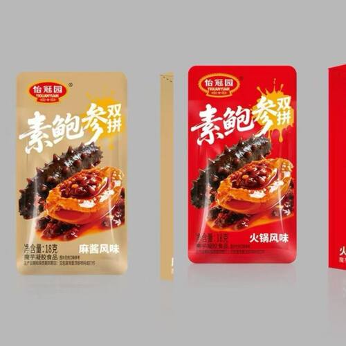 爆款怡冠园素鲍参双拼火锅麻酱风味魔芋制品零食追剧哄娃休闲回忆