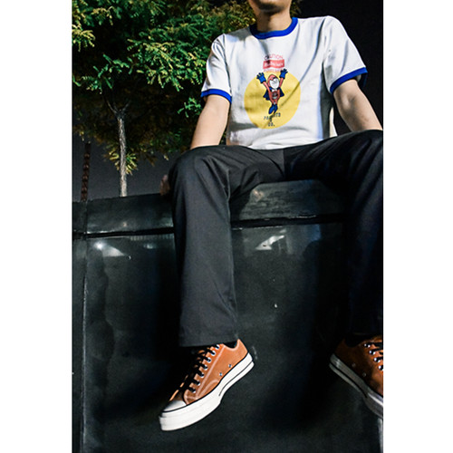 PACKRATS 16SS Budweiser RINGER TEE美棉圆筒印花短袖白色T恤